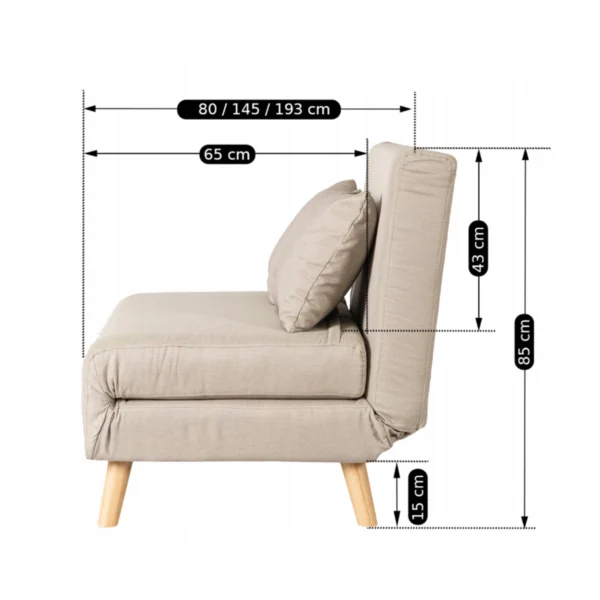 MARRY 2 Fotoliu rabatabil cu două locuri, de culoare bej
