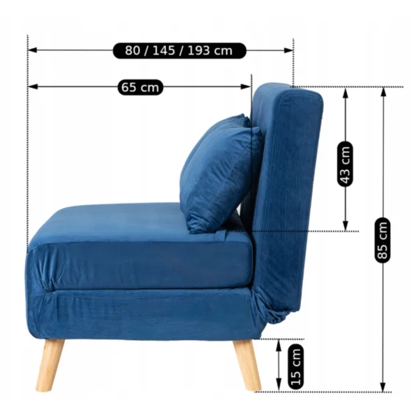 MARRY 2 Fotoliu dublu reclinabil, albastru închis