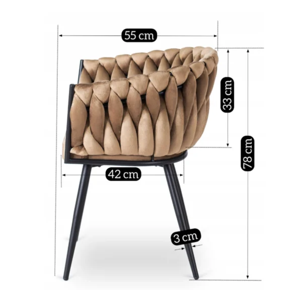 product-3113-5 Scaun din velur țesut ELENA bej