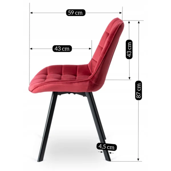 Scaun RICK din velur burgund