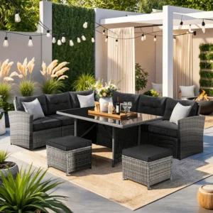 Set mobilier de grădină DALLAS Gri/Negru
