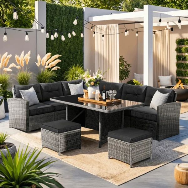 Set mobilier de grădină DALLAS Gri/Negru