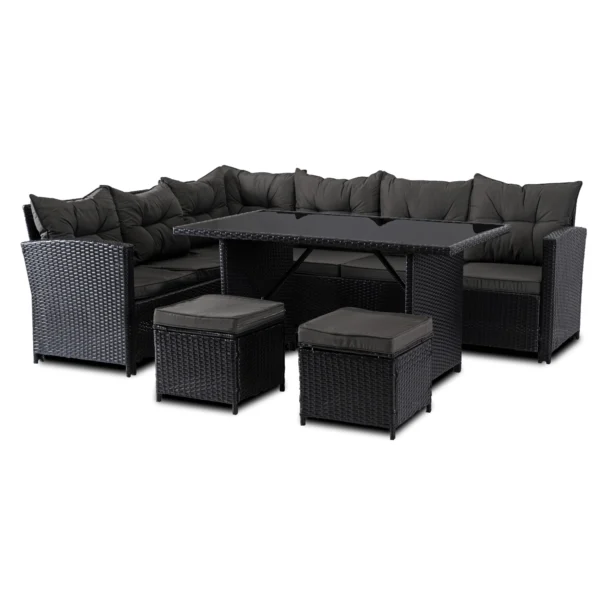 Set mobilier de grădină DALLAS Negru/Gri închis