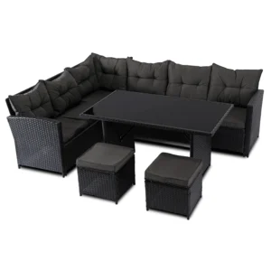 Set mobilier de grădină DALLAS Negru/Gri închis