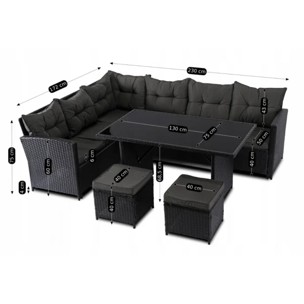 Set mobilier de grădină DALLAS Negru/Gri închis