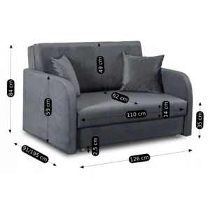 product-3144-9 VERO 2 Fotoliu de dormit dublu gri — Fotolii de relaxare