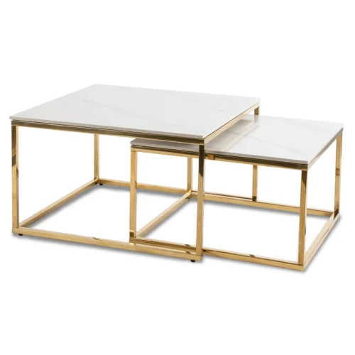 Set de masă din ceramică TENOR Marmură albă/Auriu