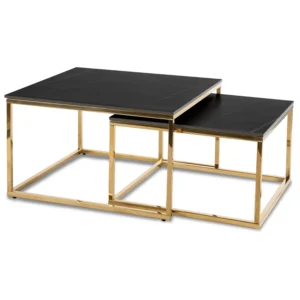 Set de masă ARON Marmură neagră/Auriu