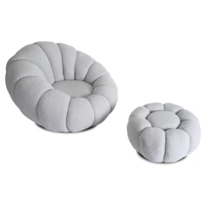 product-3155-1 Scaun pivotant PETTIT cu taburet, gri bouclé