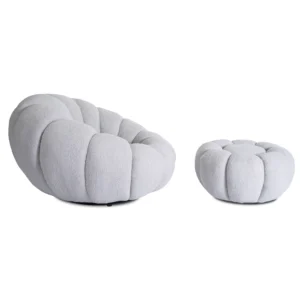 product-3155-3 Scaun pivotant PETTIT cu taburet, gri bouclé