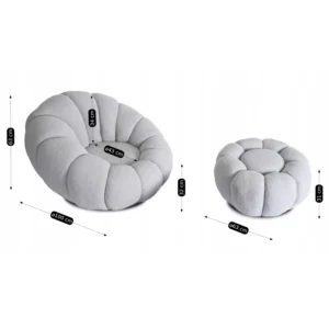 product-3155-5 Scaun pivotant PETTIT cu taburet, gri bouclé