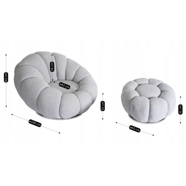 product-3155-5 Scaun pivotant PETTIT cu taburet, gri bouclé