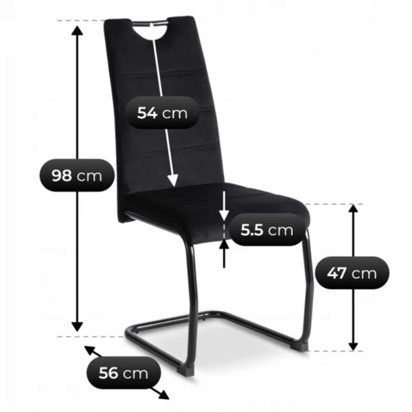 Scaun LOPEZ din velur negru