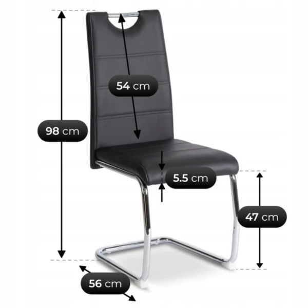 Scaun LOPEZ Negru Piele ecologică