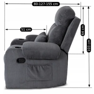 product-3161-15 Scaun reclinabil din catifea gri TORRES