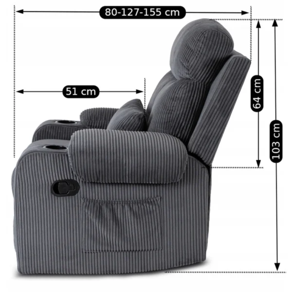 product-3161-15 Scaun reclinabil din catifea gri TORRES