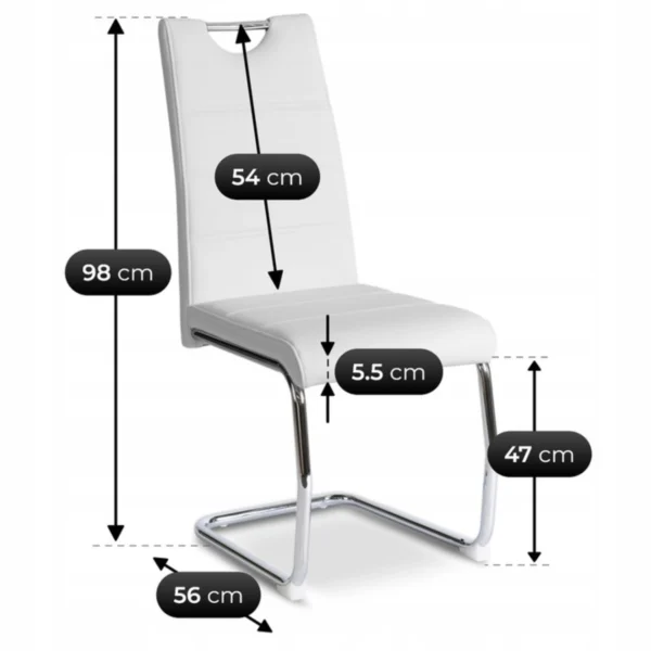 Scaun LOPEZ Alb din piele ecologică