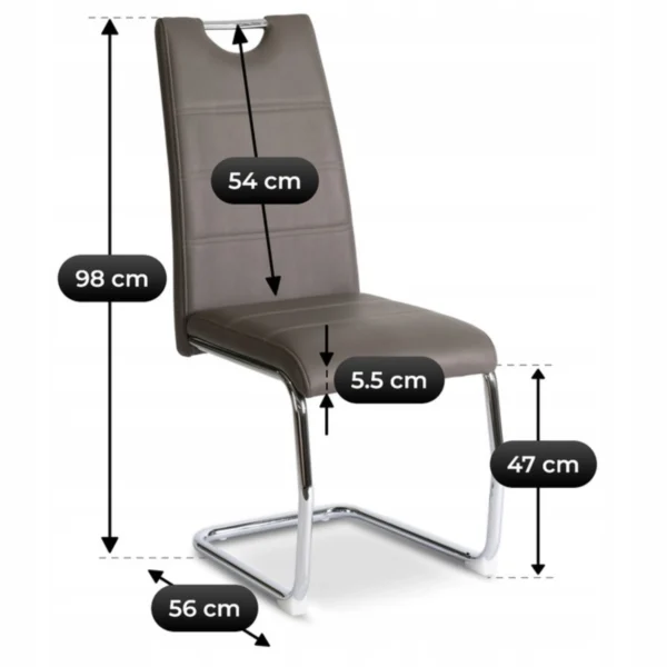 Scaun LOPEZ din piele ecologică gri