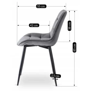 Scaun CHRIS din velur gri — MOBILA
