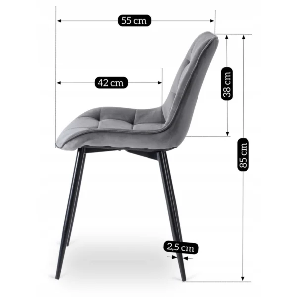 Scaun CHRIS din velur gri — MOBILA