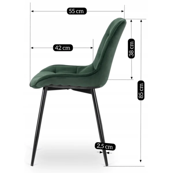 Scaun CHRIS în velur verde — MOBILA