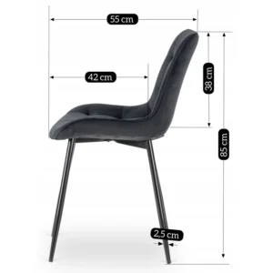 Scaun CHRIS din velur negru