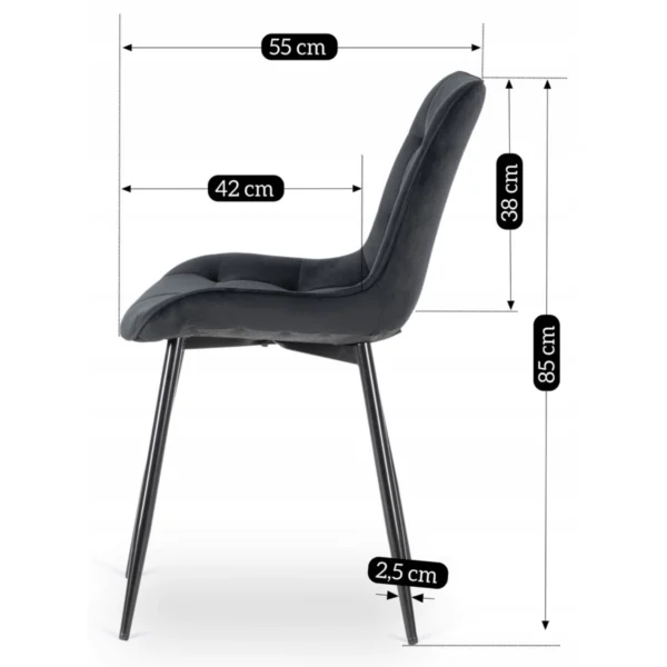 Scaun CHRIS din velur negru