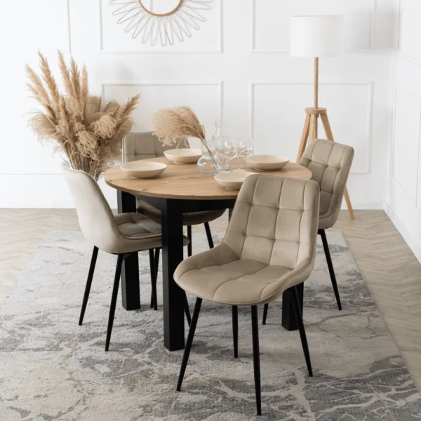 Scaun CHRIS bej, din catifea — MOBILA