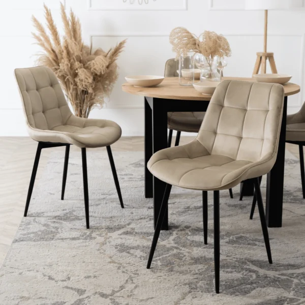 Scaun CHRIS bej, din catifea — MOBILA
