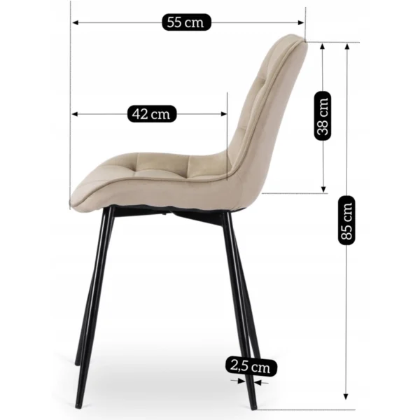Scaun CHRIS bej, din catifea — MOBILA
