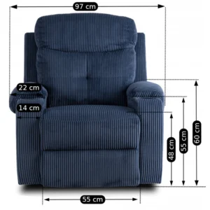 Scaun reclinabil TORRES din catifea albastră marin