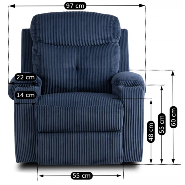 Scaun reclinabil TORRES din catifea albastră marin