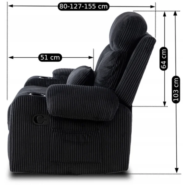 product-3179-12 Fotoliu reclinabil TORRES, catifea neagră