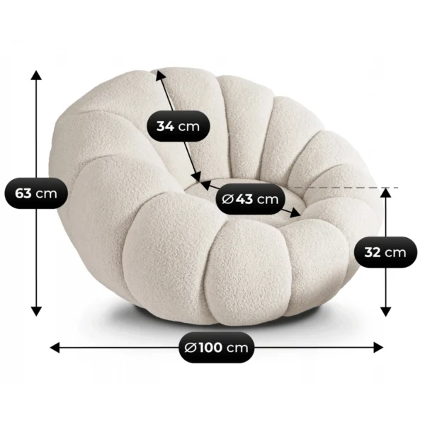 product-3180-5 Scaun pivotant PETTIT cu taburet, crem bouclé