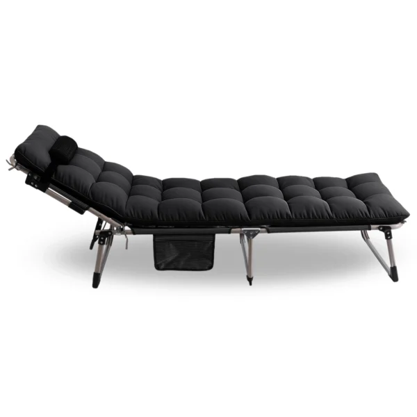 Șezlong de grădină VENUS Pat de câmp Negru