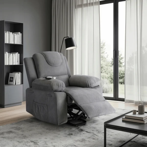 product-3186-0-1 Fotoliu de masaj electric rabatabil FENIX cu funcție de ridicare, gri — Fotolii de masaj