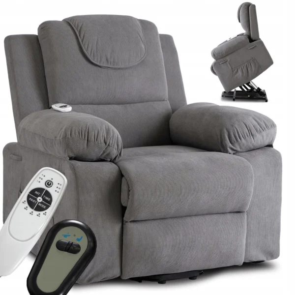 product-3186-0 Fotoliu de masaj electric rabatabil FENIX cu funcție de ridicare, gri — Fotolii de masaj