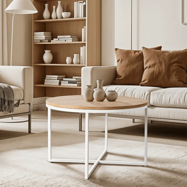 product-3191-0-1 Masă HANTEL Stejar auriu/alb — Măsuțe rotunde