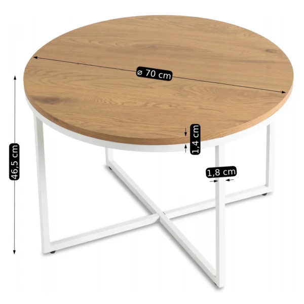 product-3191-6 Masă HANTEL Stejar auriu/alb — Măsuțe rotunde