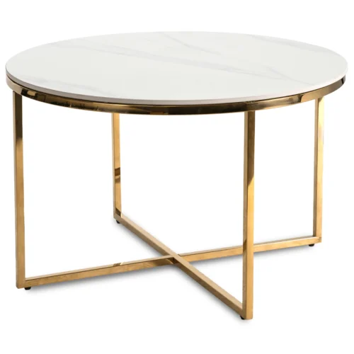 MARINE Masă din ceramică Marmură albă/Auriu