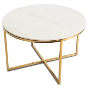 MARINE Masă din ceramică Marmură albă/Auriu