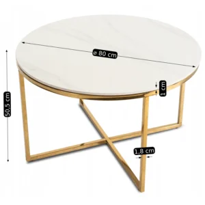 MARINE Masă din ceramică Marmură albă/Auriu