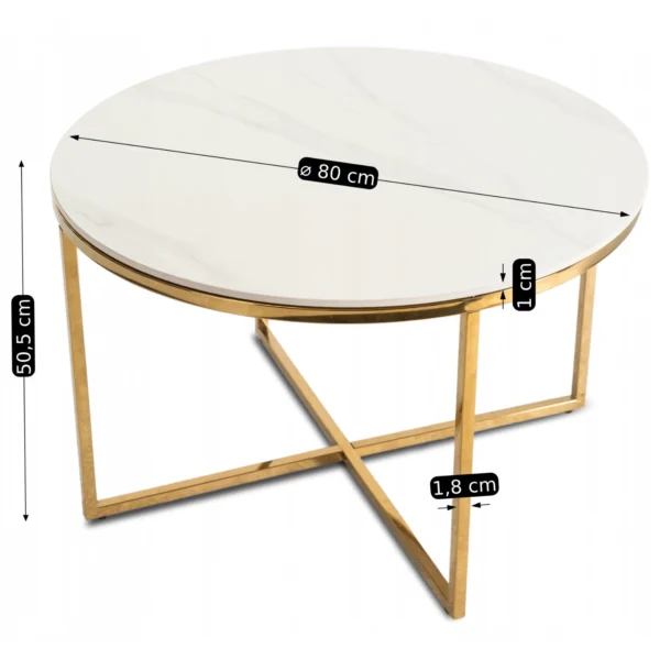 MARINE Masă din ceramică Marmură albă/Auriu