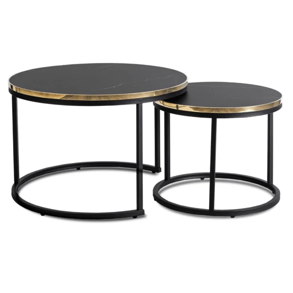 product-3193-0 ARON Set de masă din marmură neagră/galbenă — Măsuțe și banchete