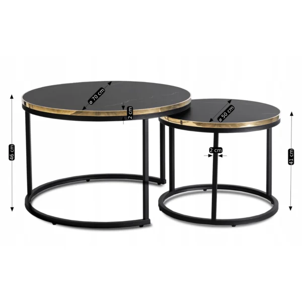 product-3193-5 ARON Set de masă din marmură neagră/galbenă — Măsuțe și banchete