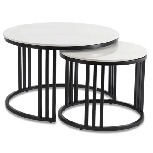 Set de masă din ceramică JERRY Marmură albă/Negru