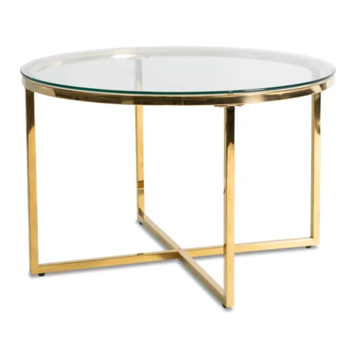 Masă din sticlă FLIP Transparentă/Auriu