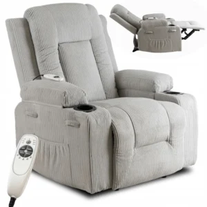 Scaun de masaj reclinabil din catifea gri BOX