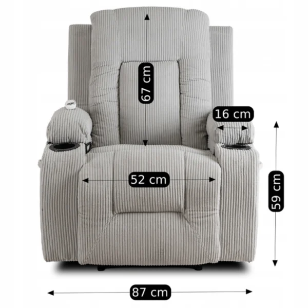 Scaun de masaj reclinabil din catifea gri BOX