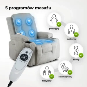 Scaun de masaj reclinabil din catifea gri BOX